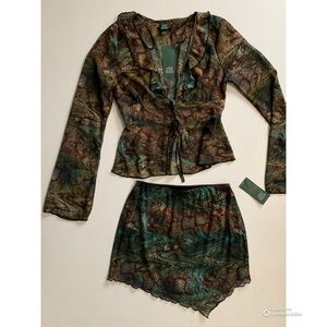 Wild Fable XS 2-Piece Set Warped Croc Top + Asymmetrical Mini Skirt NWT
